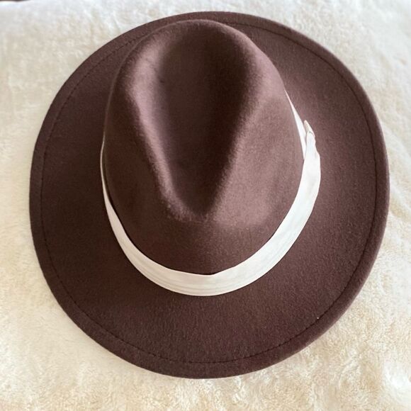 Rich Brown Wide Brim Tall Dented Crown Fedora Hat NEW main image 5